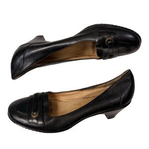 Softspots Black Leather Low Heel Loafers